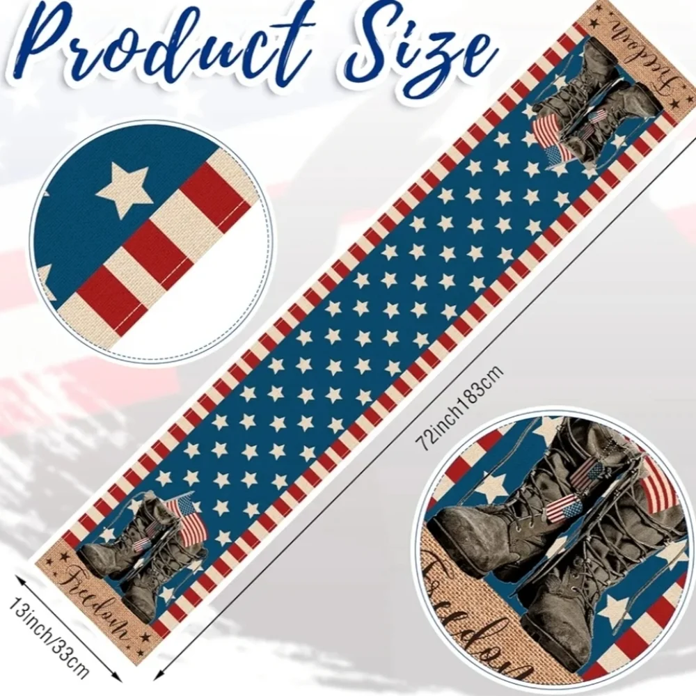 Artoid Mode Patriotic America Soldier Boots Table Runner 13x72 Inches